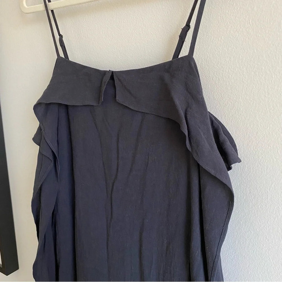 NWT URBAN Outfitters Black Linen Blend Jumpsuit Dress with High Slits Size XS - Picture 6 of 16